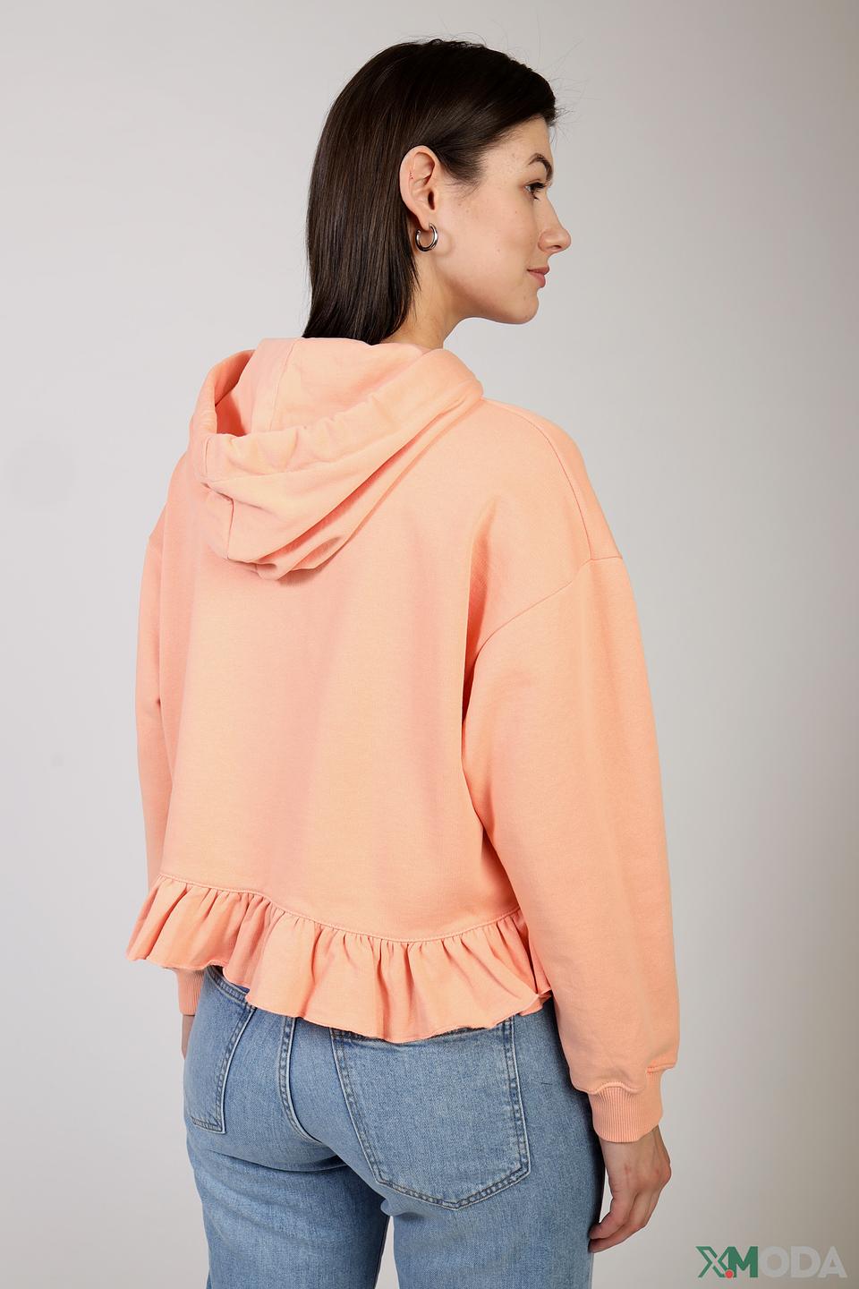 Пуловер Rich and Royal с рюшами персиковый