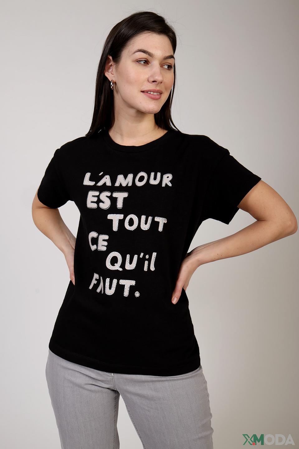 Футболка Rich and Royal с надписью чёрная