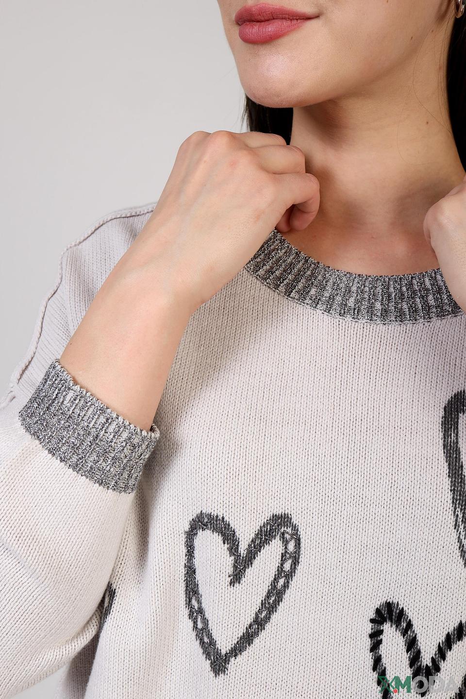 Пуловер Pezzo с сердцами бежевый