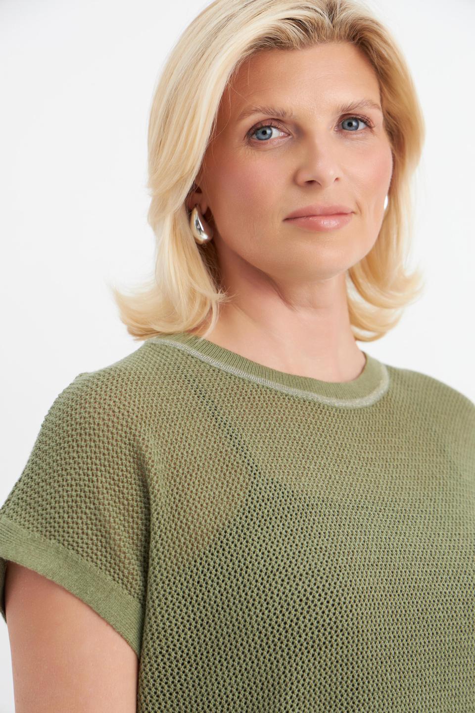 Оливковый пуловер Betty Barclay с ажурной вязкой