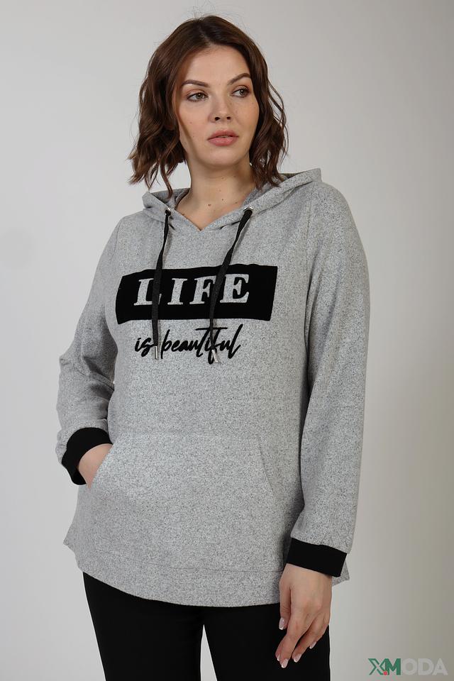 Пуловер Via Appia с капюшоном серый