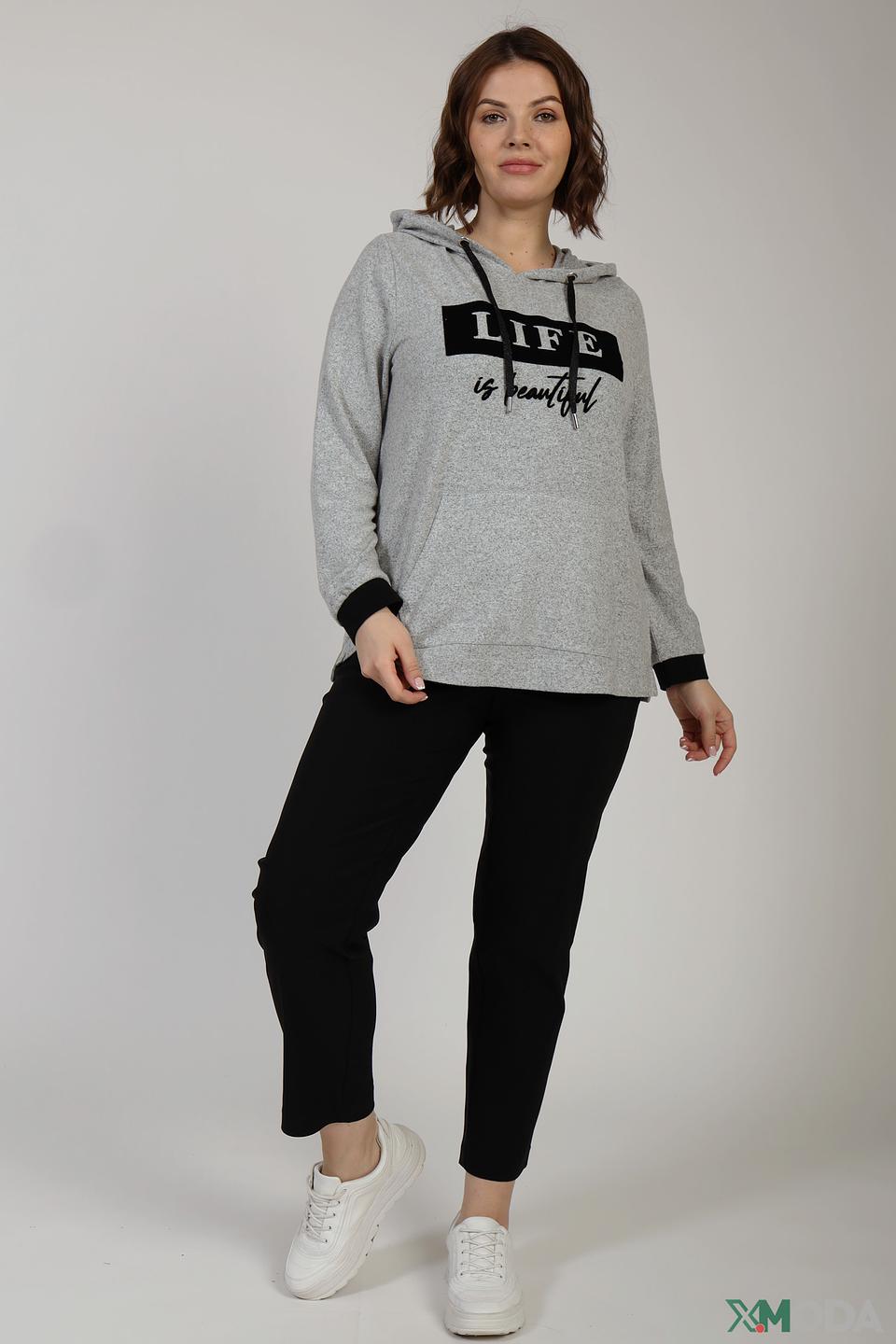 Пуловер Via Appia с капюшоном серый