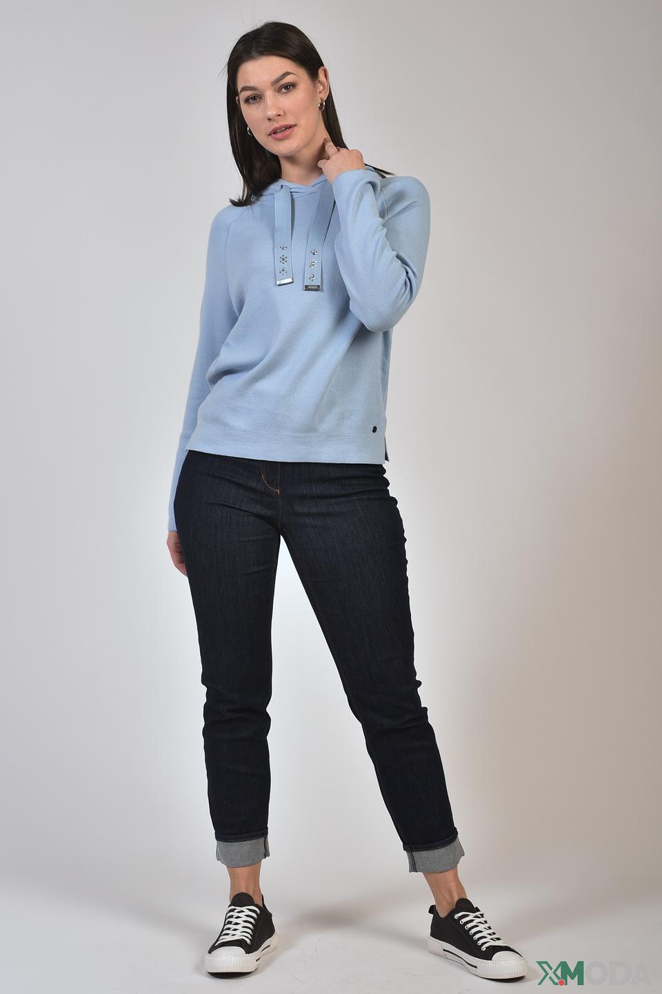 Пуловер Monari с капюшоном голубой
