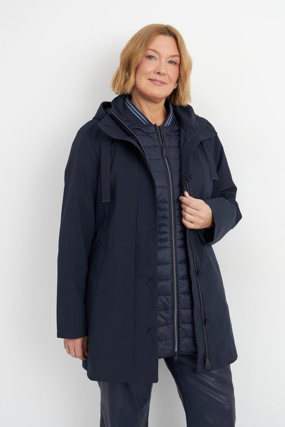 Тёмно-синее пальто с капюшоном Betty Barclay outdoor