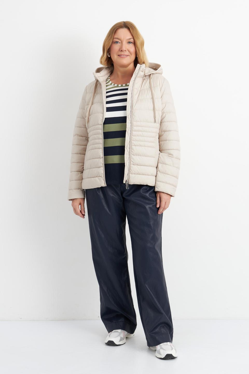 Бежевая стеганая куртка Betty Barclay outdoor с капюшоном