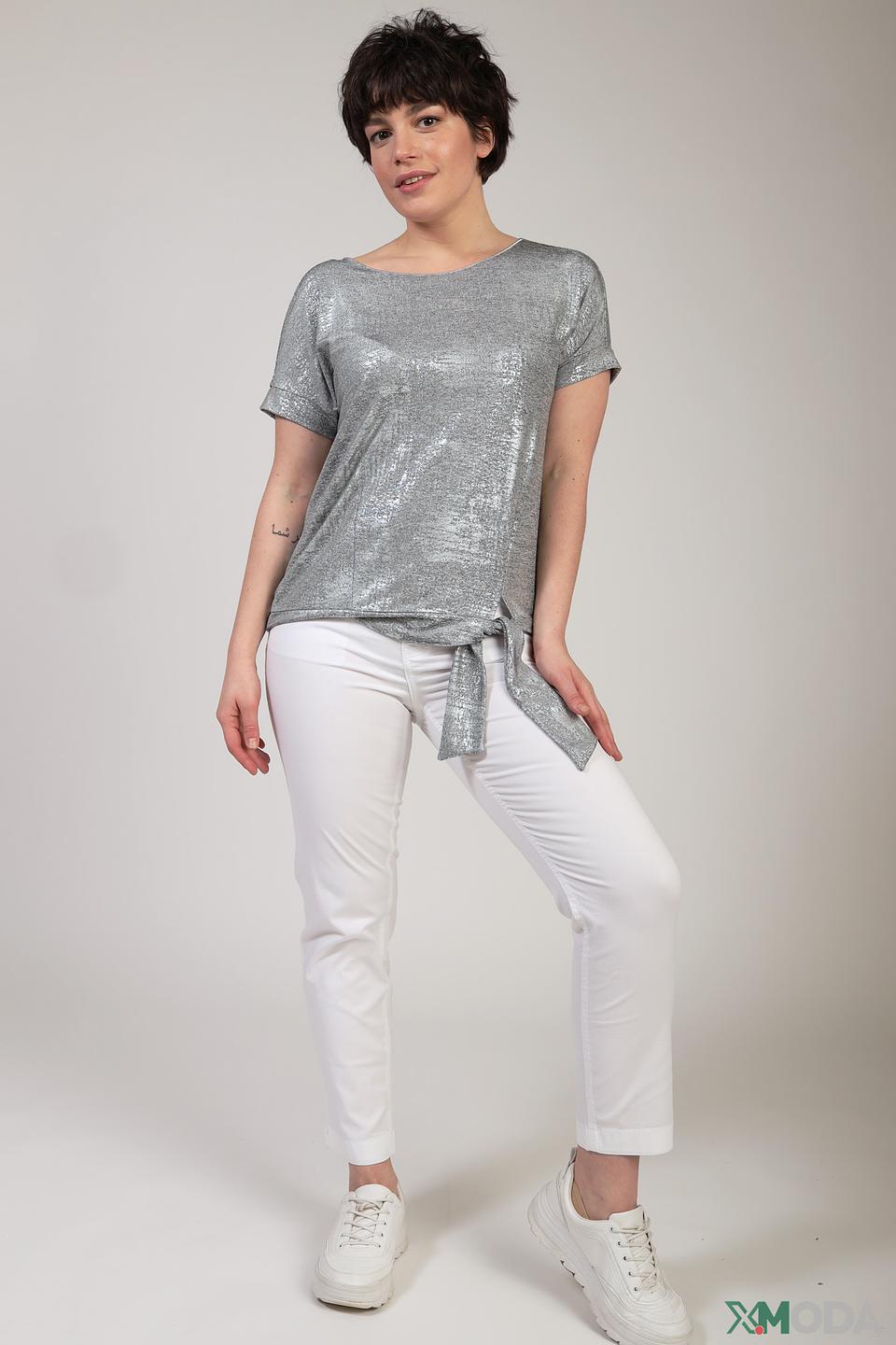 Блуза Monari серебристая с завязкой