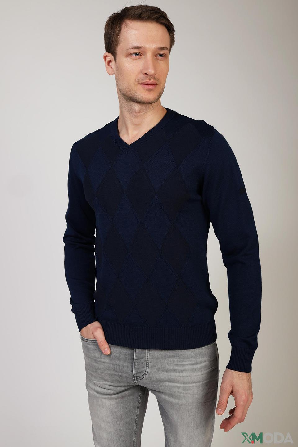 Джемпер Monte Carlo с ромбами синий