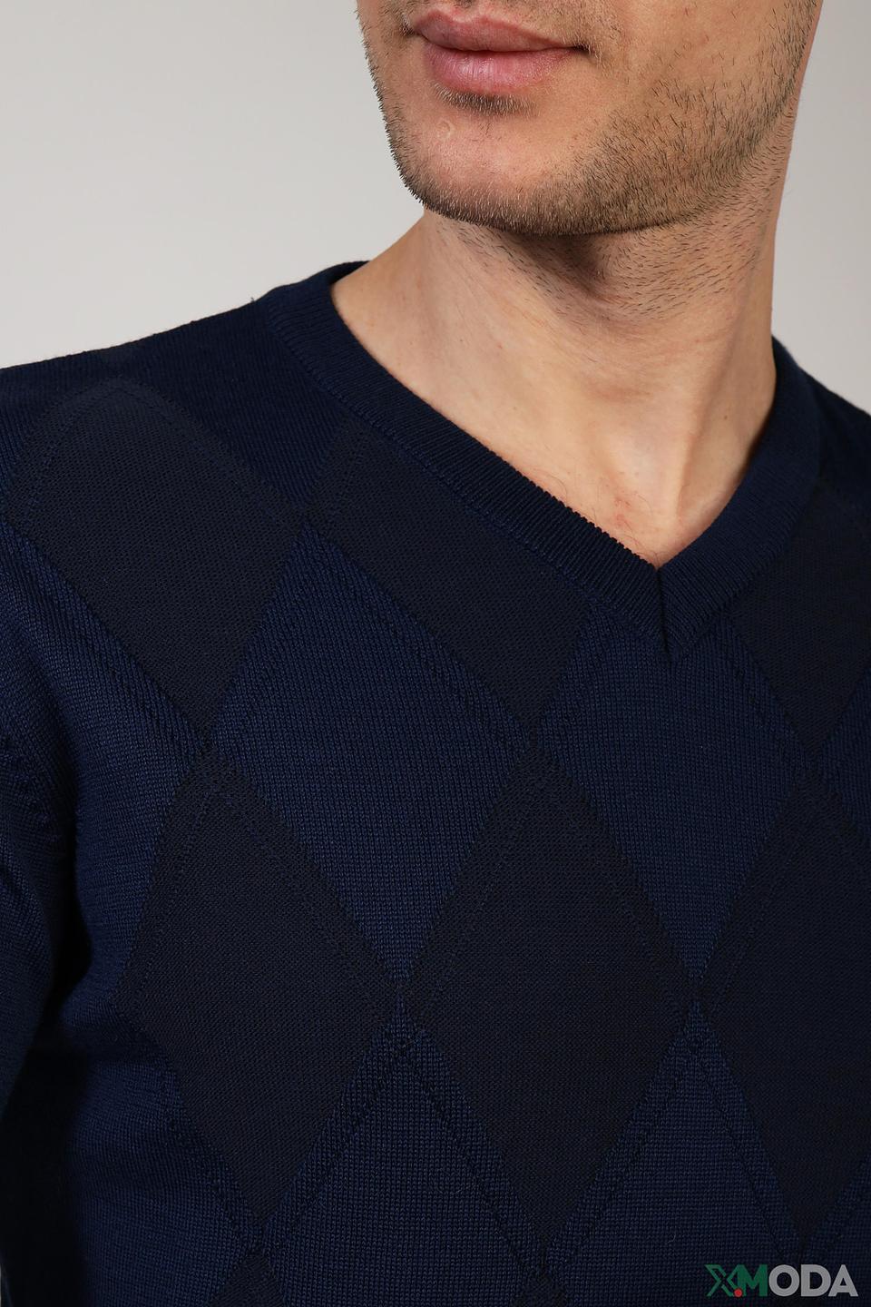 Джемпер Monte Carlo с ромбами синий