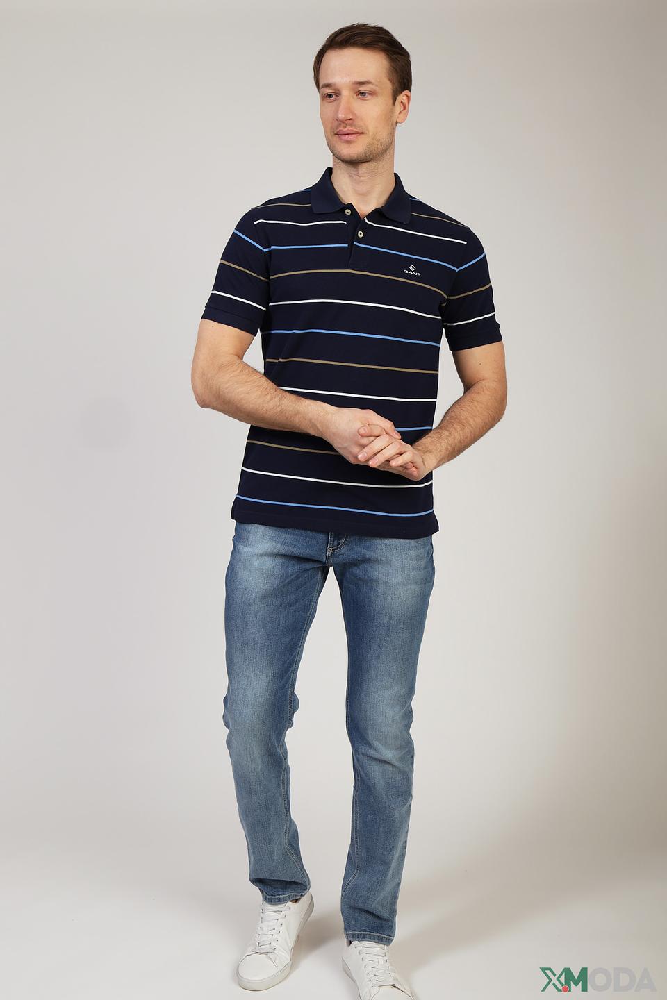 Футболка-поло Gant в полоску синего цвета