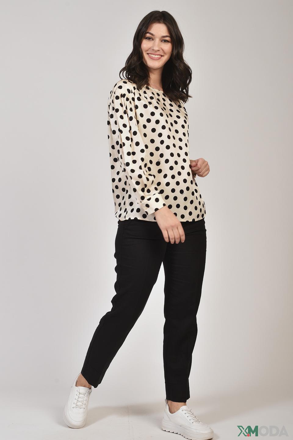 Блуза Oui в горошек кремовый