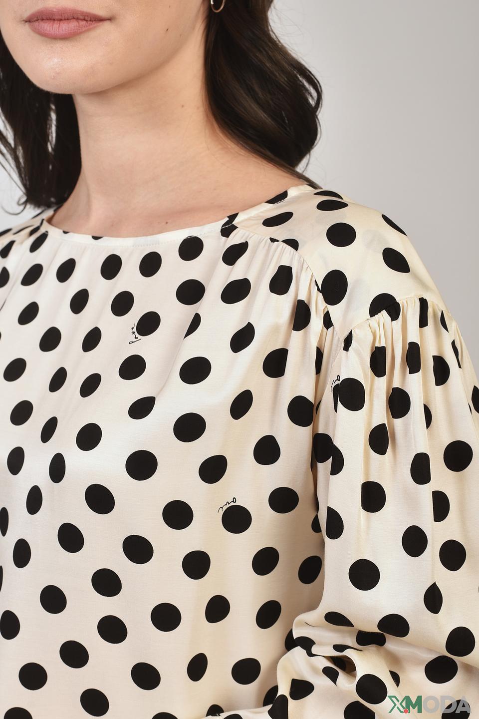 Блуза Oui в горошек кремовый
