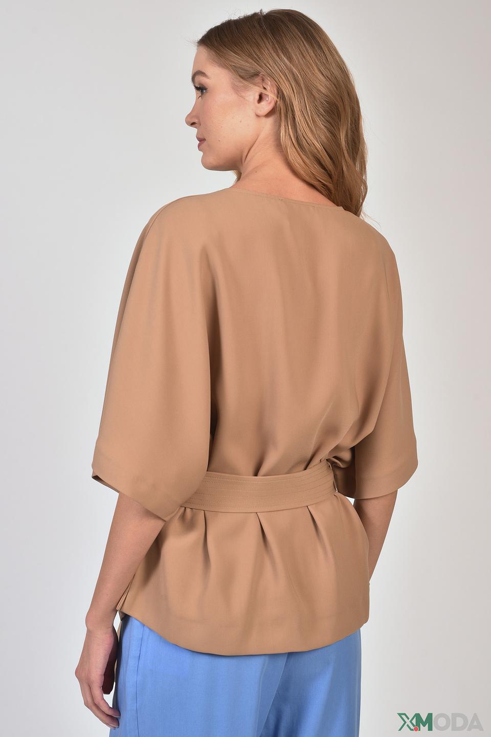 Блуза Mos Mosh с поясом бежевая