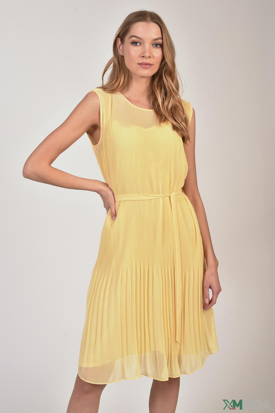 Платье Set плиссированное жёлтое