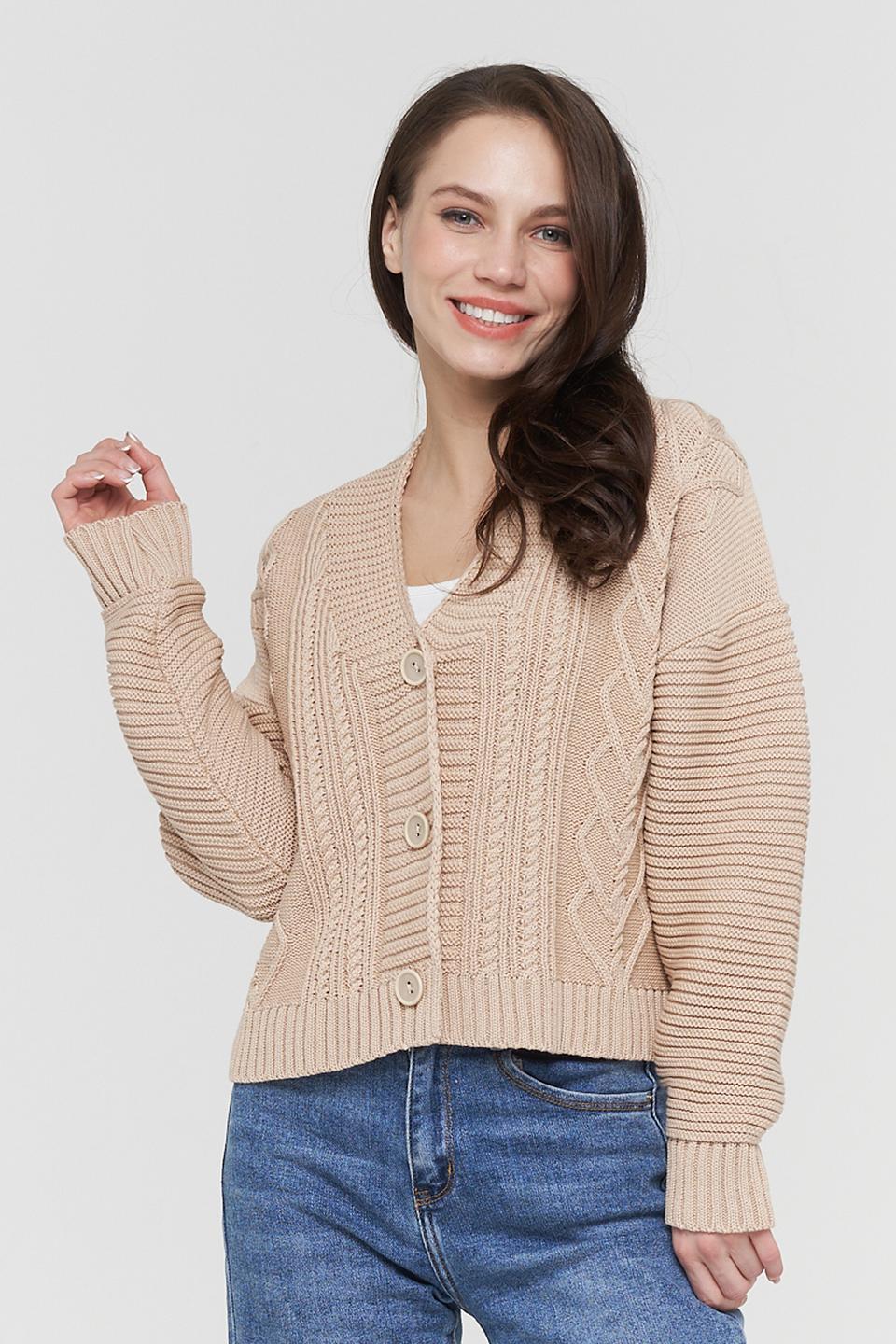 Кардиган BE YOU вязаный бежевый
