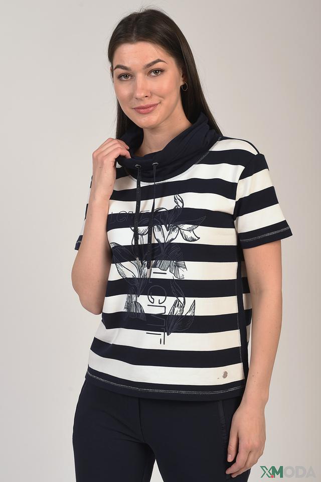 Пуловер Lecomte в полоску с цветочным принтом