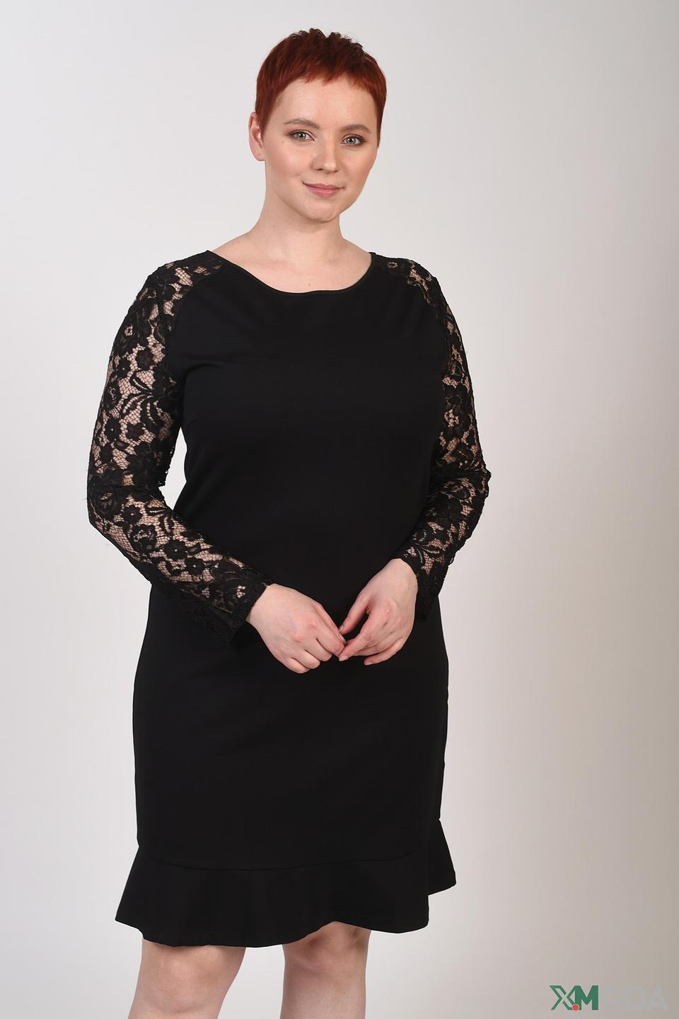 Платье Pezzo с кружевом черное
