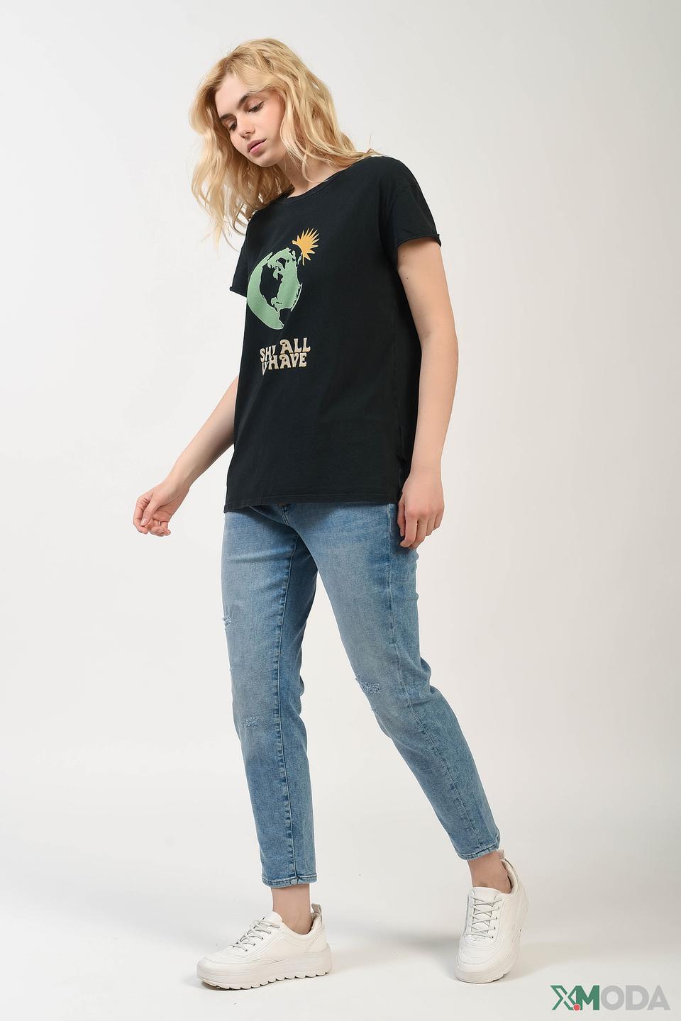 Футболка Set с принтом чёрная