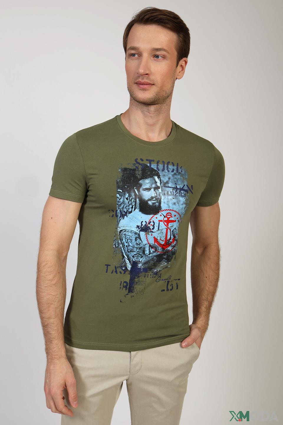 Футболка Gaudi Jeans хаки с принтом