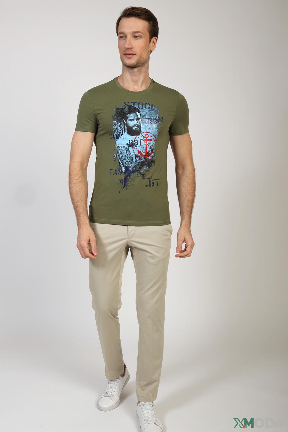 Футболка Gaudi Jeans хаки с принтом