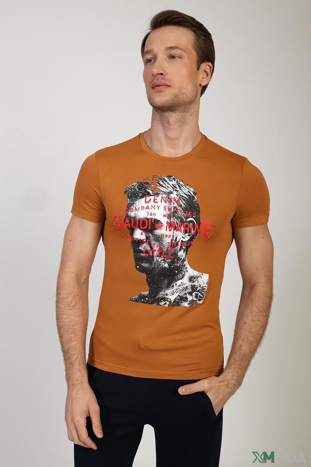 Футболка Gaudi Jeans с принтом коричневая