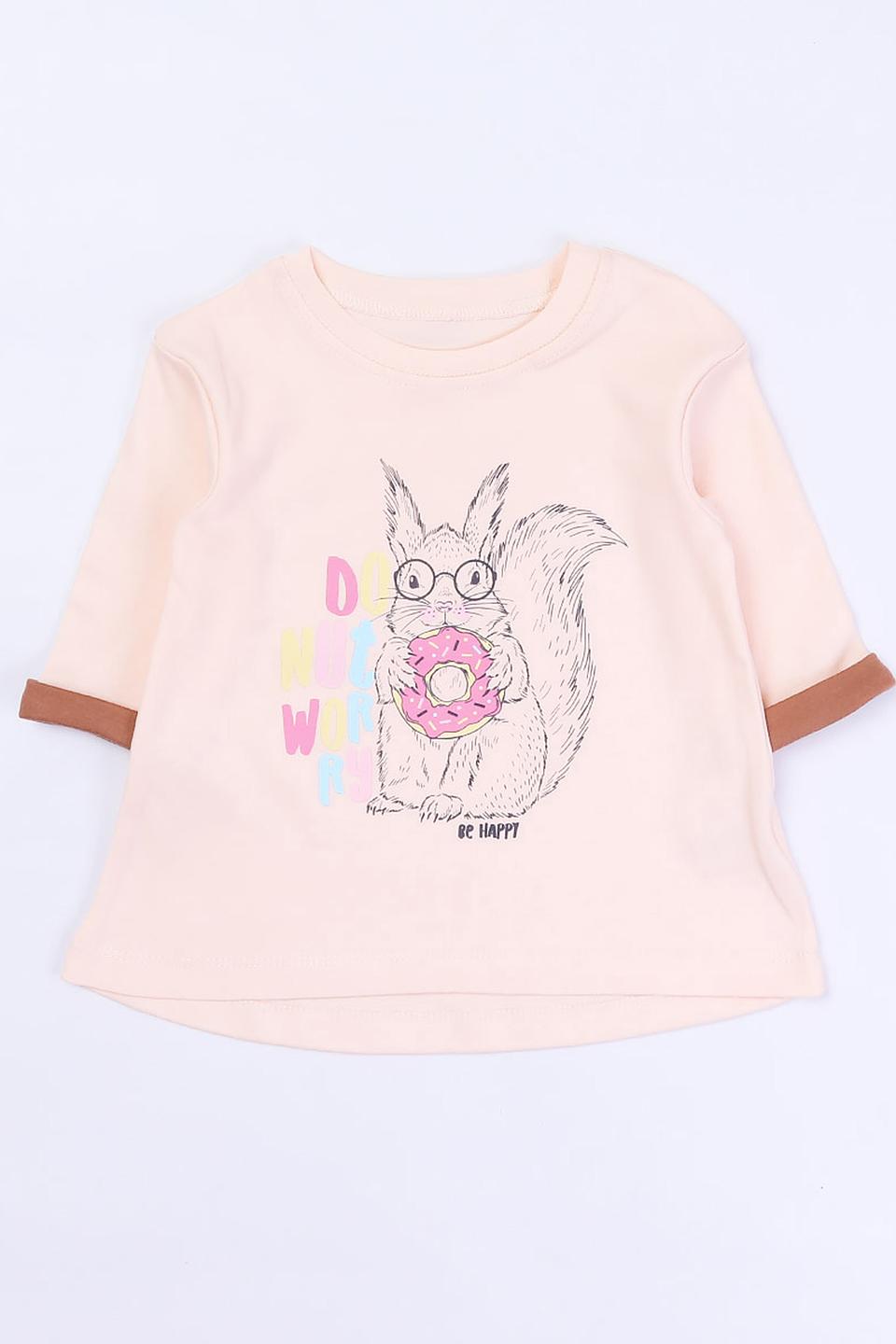 Футболка КотМарКот girl бежевая с белкой