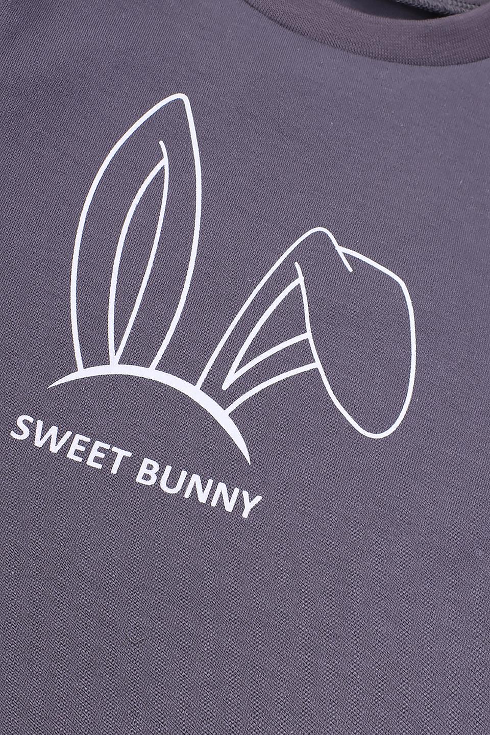 Футболка КотМарКот girl серая с зайчиком