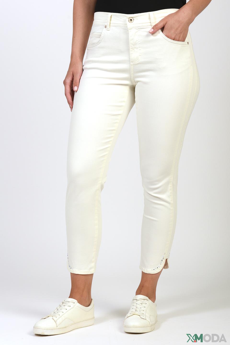 Джинсы Angels с потертостями кремовые