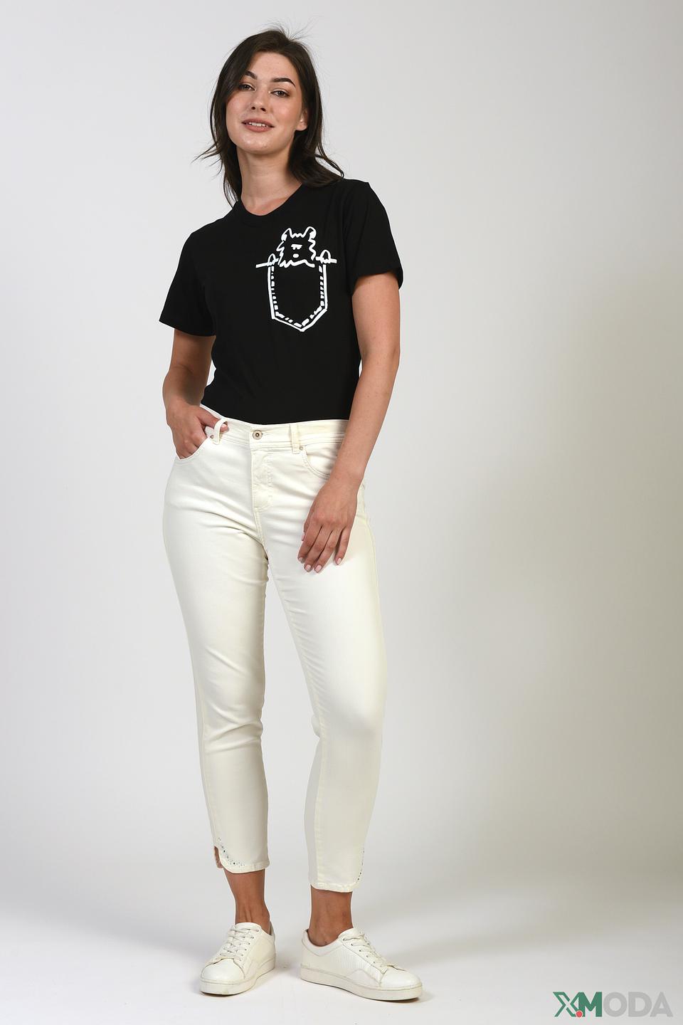 Джинсы Angels с потертостями кремовые