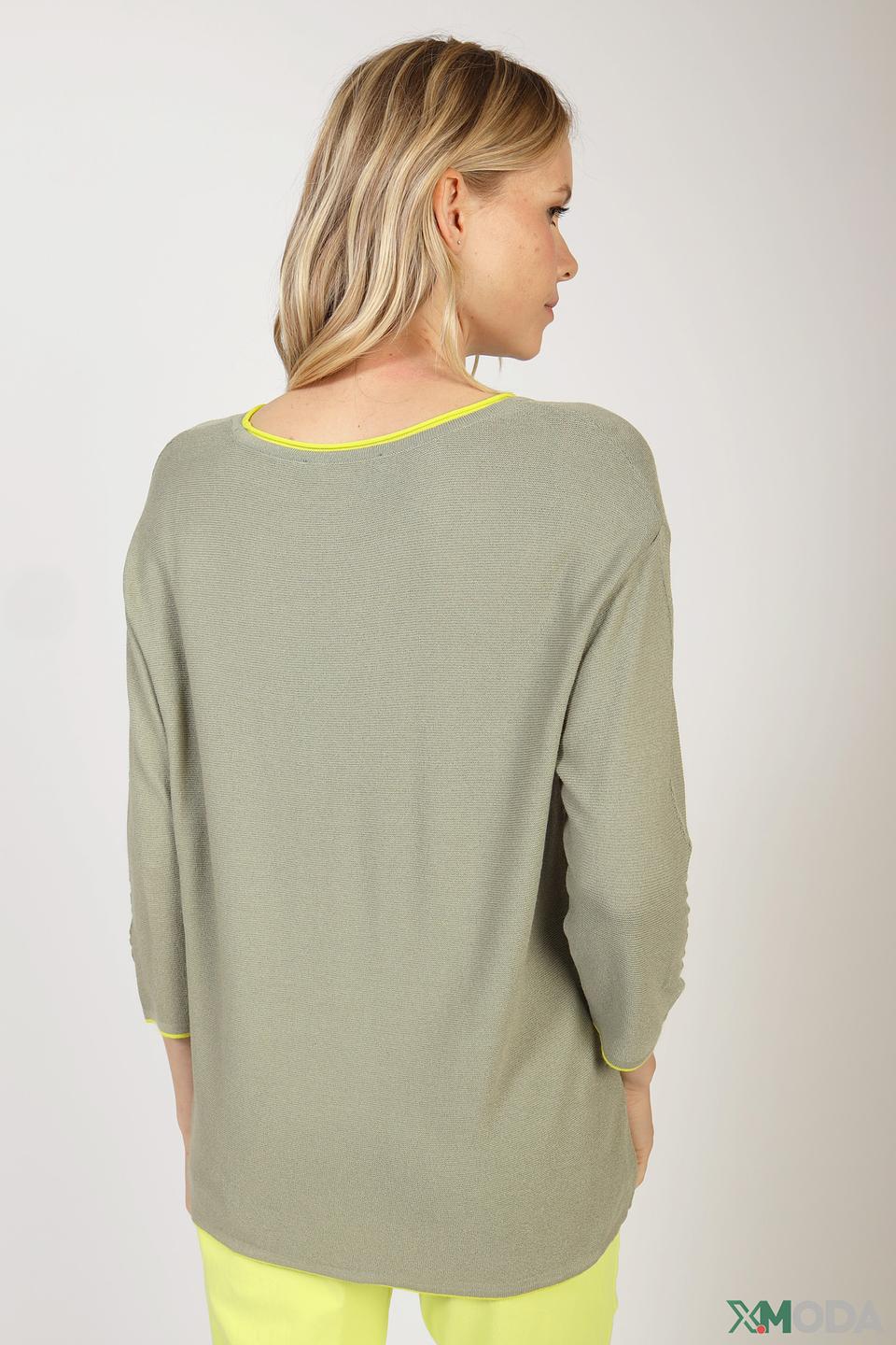 Пуловер Betty Barclay хаки с жёлтой отделкой