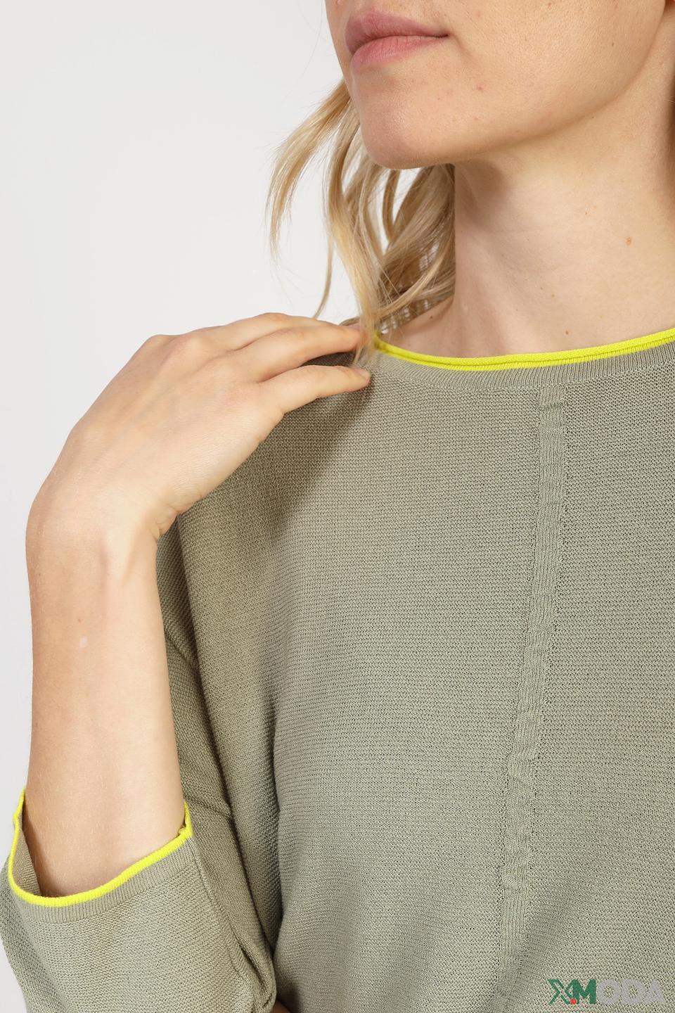 Пуловер Betty Barclay хаки с жёлтой отделкой