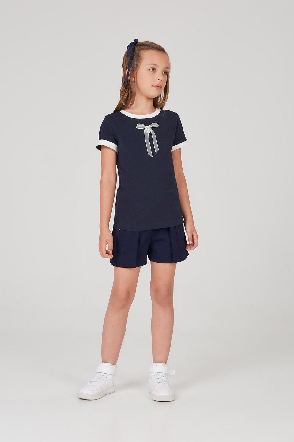 Футболка Choupette с бантом тёмно-синяя
