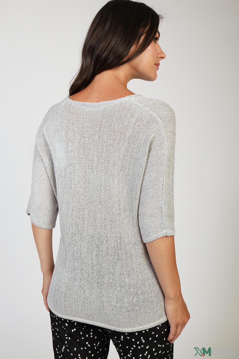 Пуловер Bianca с V-образным вырезом серый