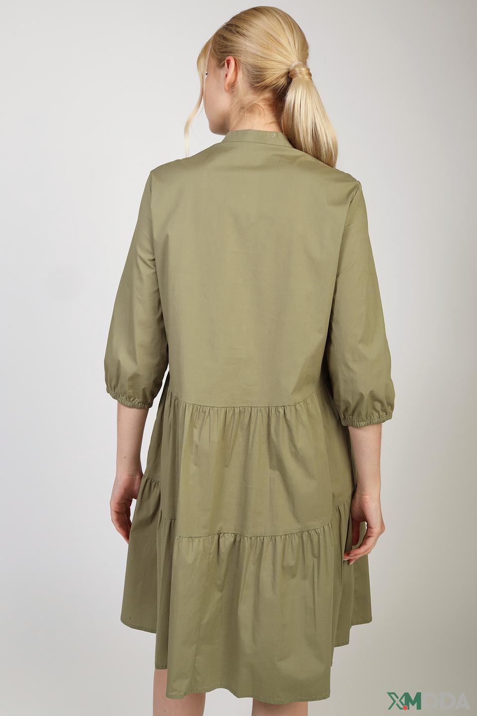 Платье Oui хаки с рукавами-фонариками