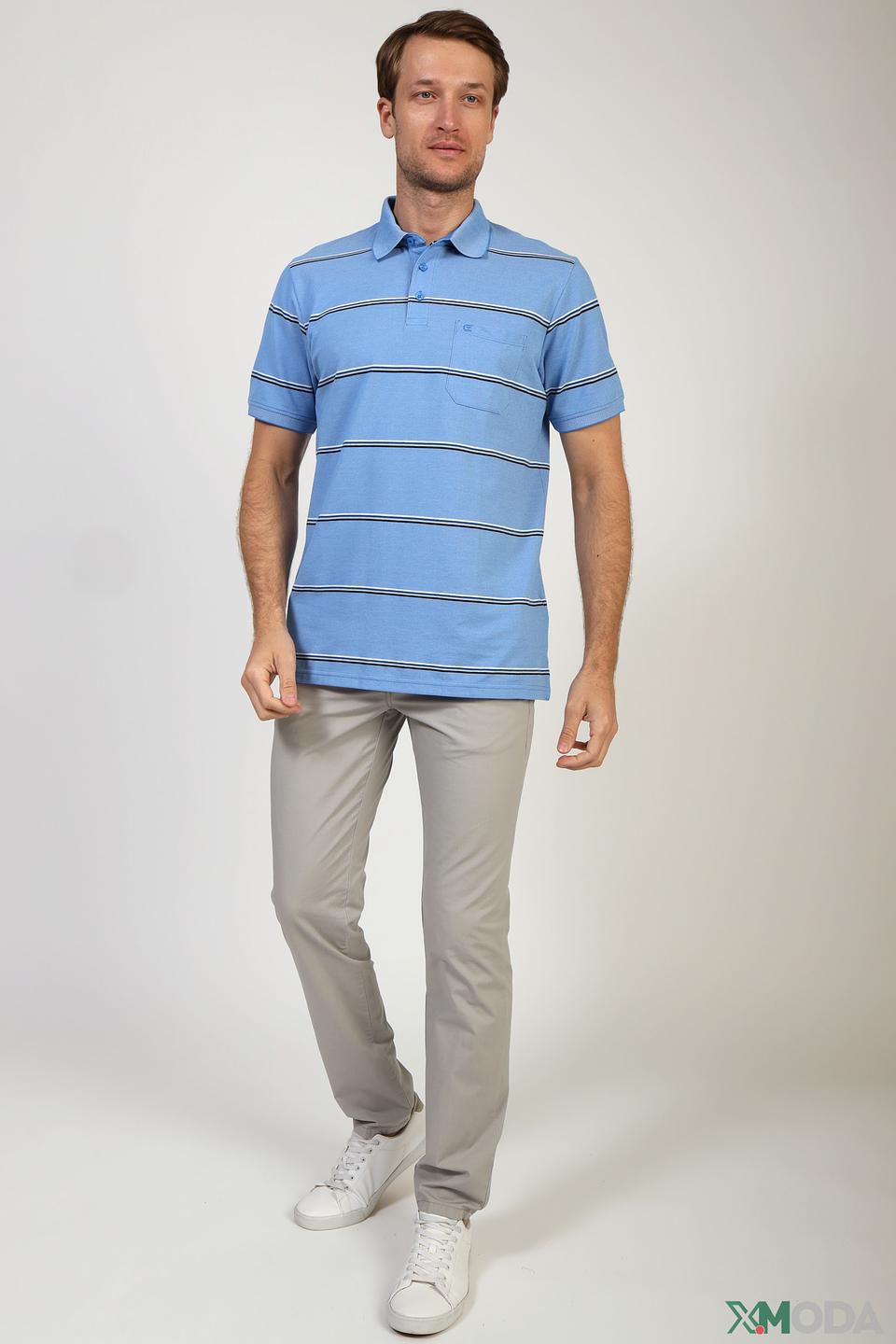 Поло Casa Moda в полоску голубой