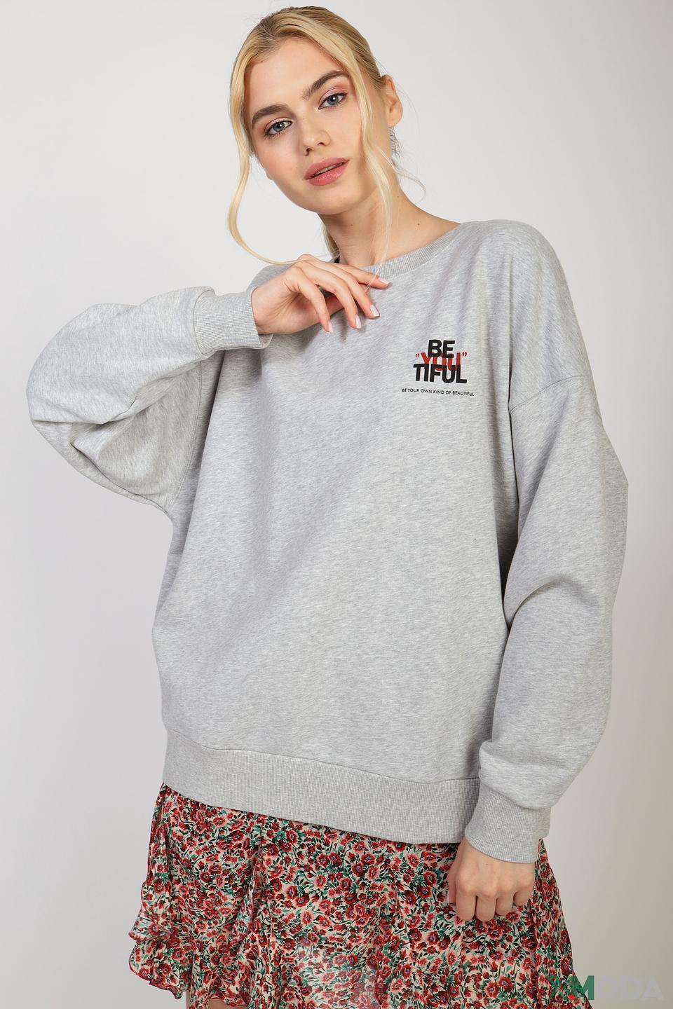 Толстовка Set с принтом серая