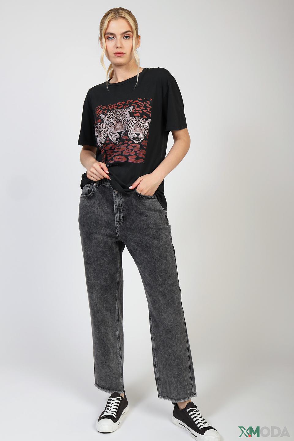 Футболка Set с принтом леопардов чёрная