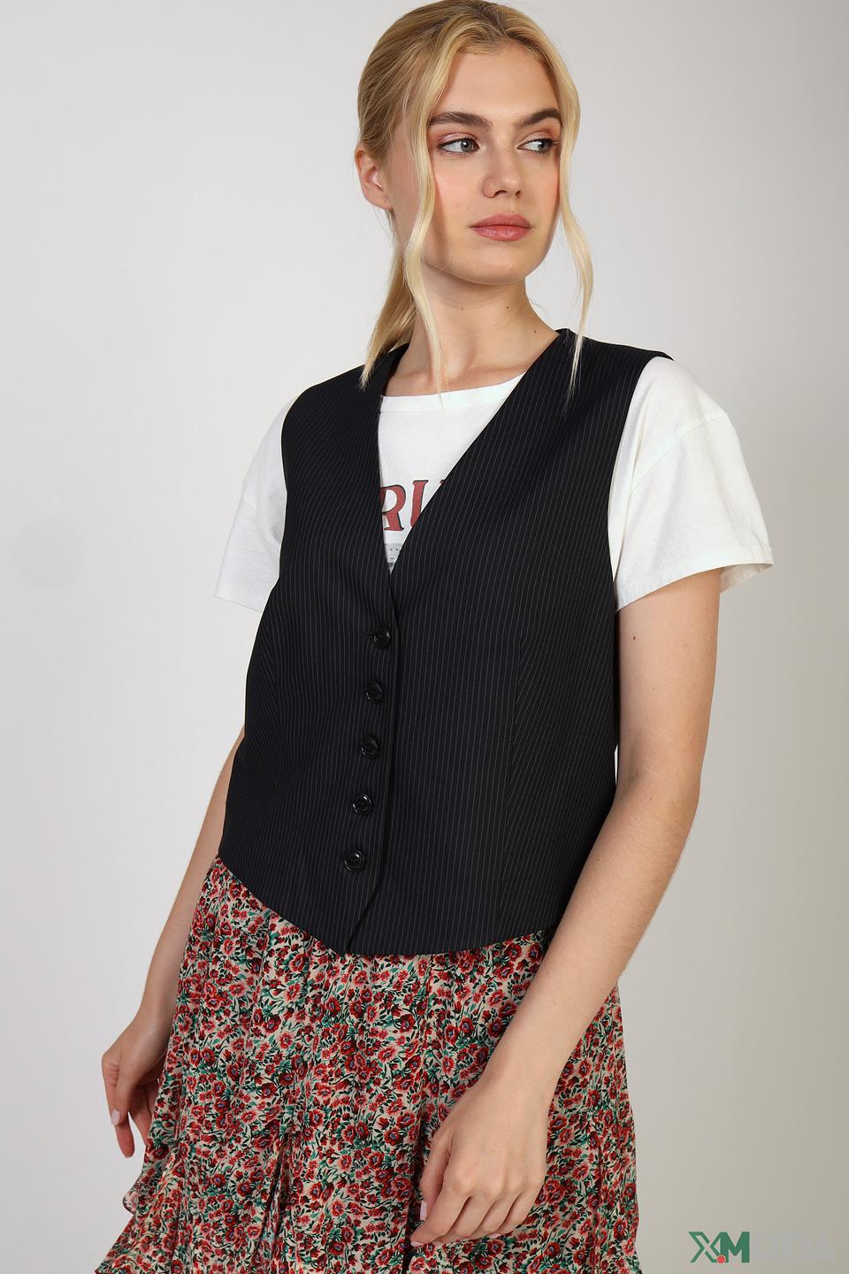 Жилет Set в полоску чёрный
