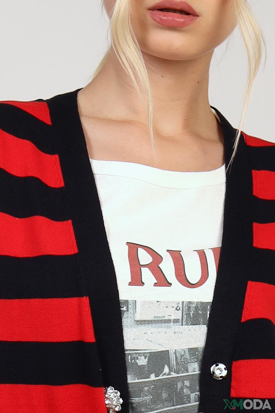 Жилет Set в полоску с камнями