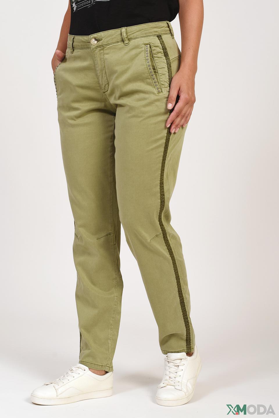 Брюки Oui хаки с полоской