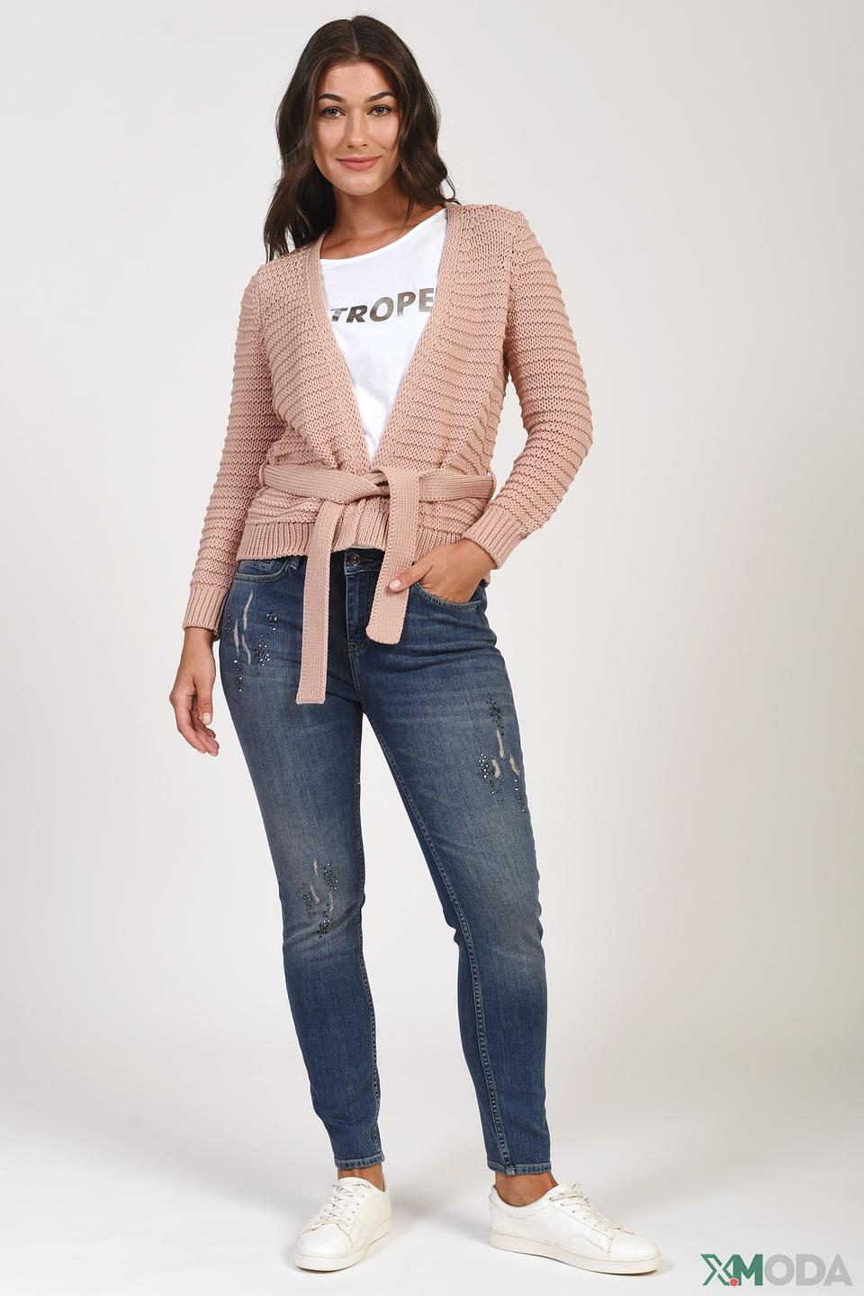 Кардиган Monari с поясом пудровый