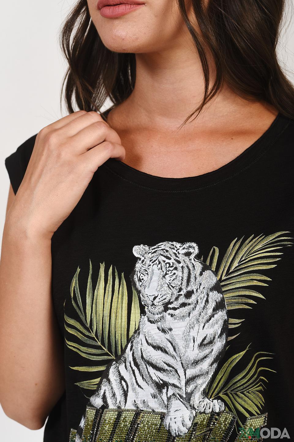 Футболка Monari с тигром чёрная