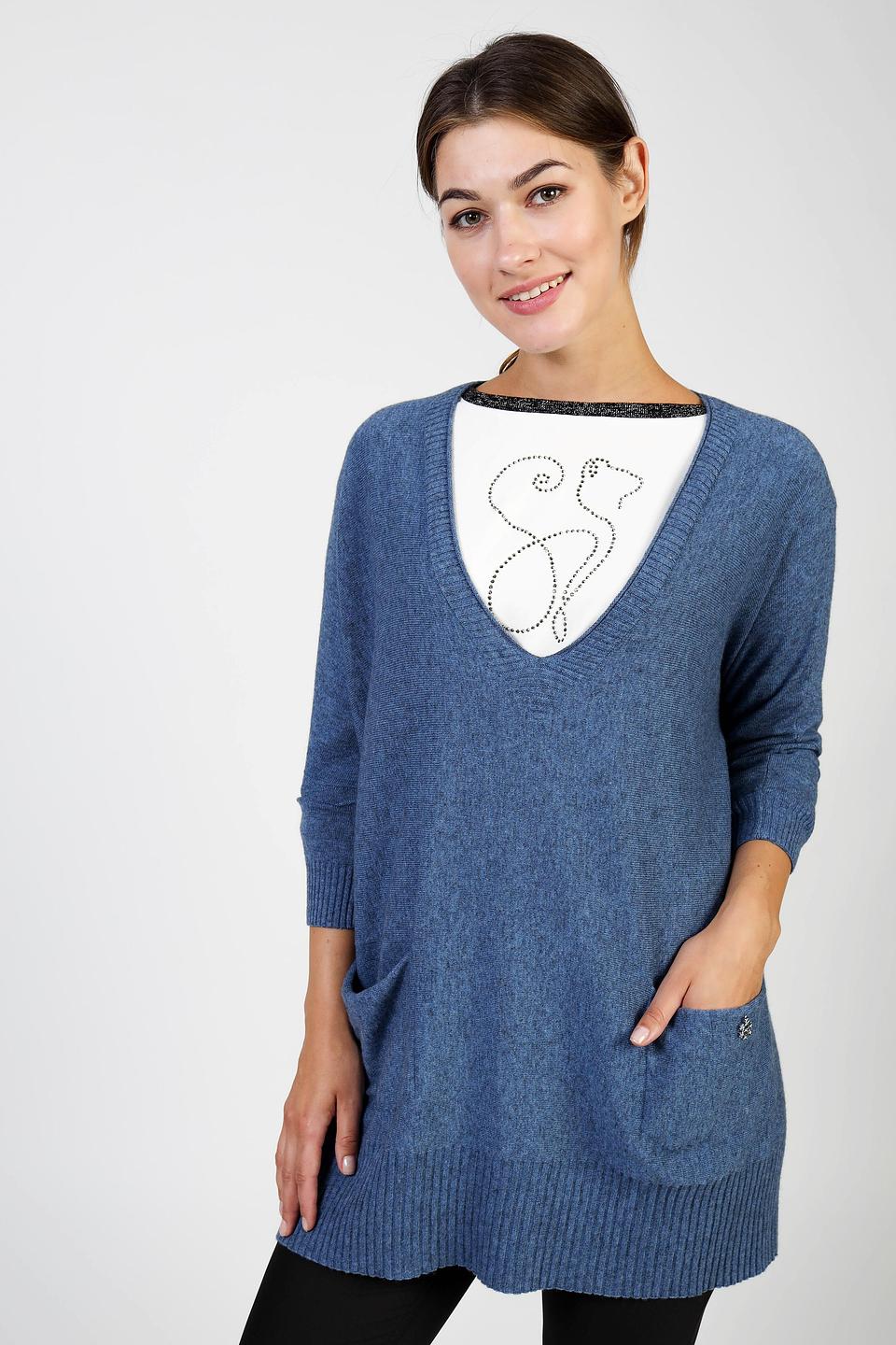 Пуловер Pezzo с вышивкой джинсовый