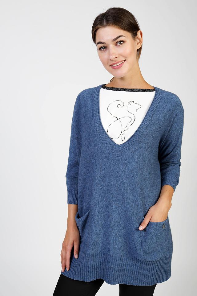 Пуловер Pezzo с вышивкой джинсовый