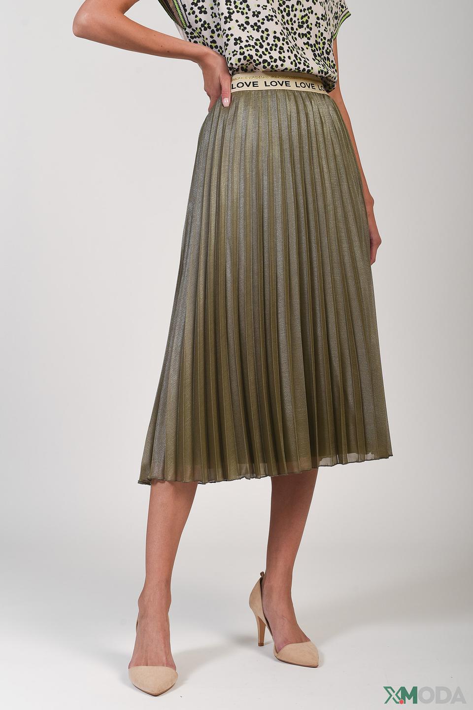 Юбка Oui плиссированная оливковая