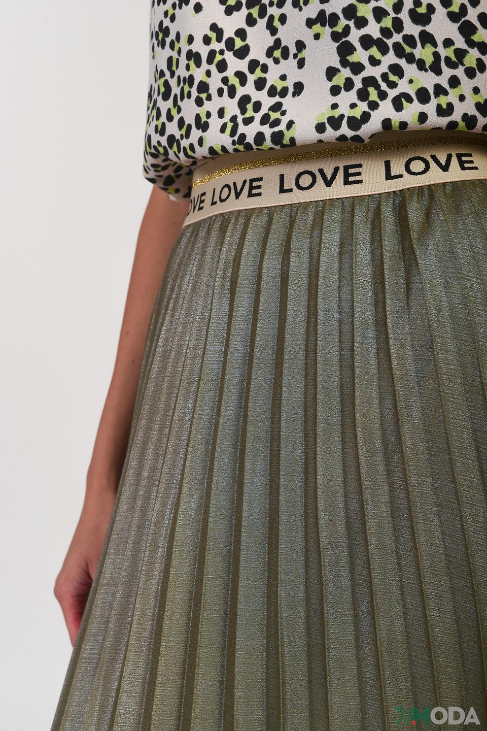 Юбка Oui плиссированная оливковая