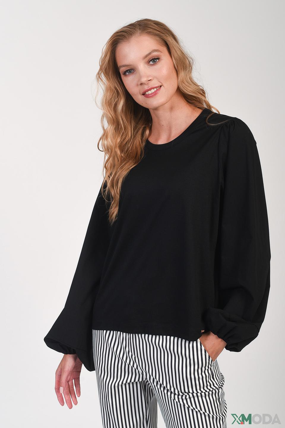 Блуза Cinque с рукавами-фонариками, чёрная