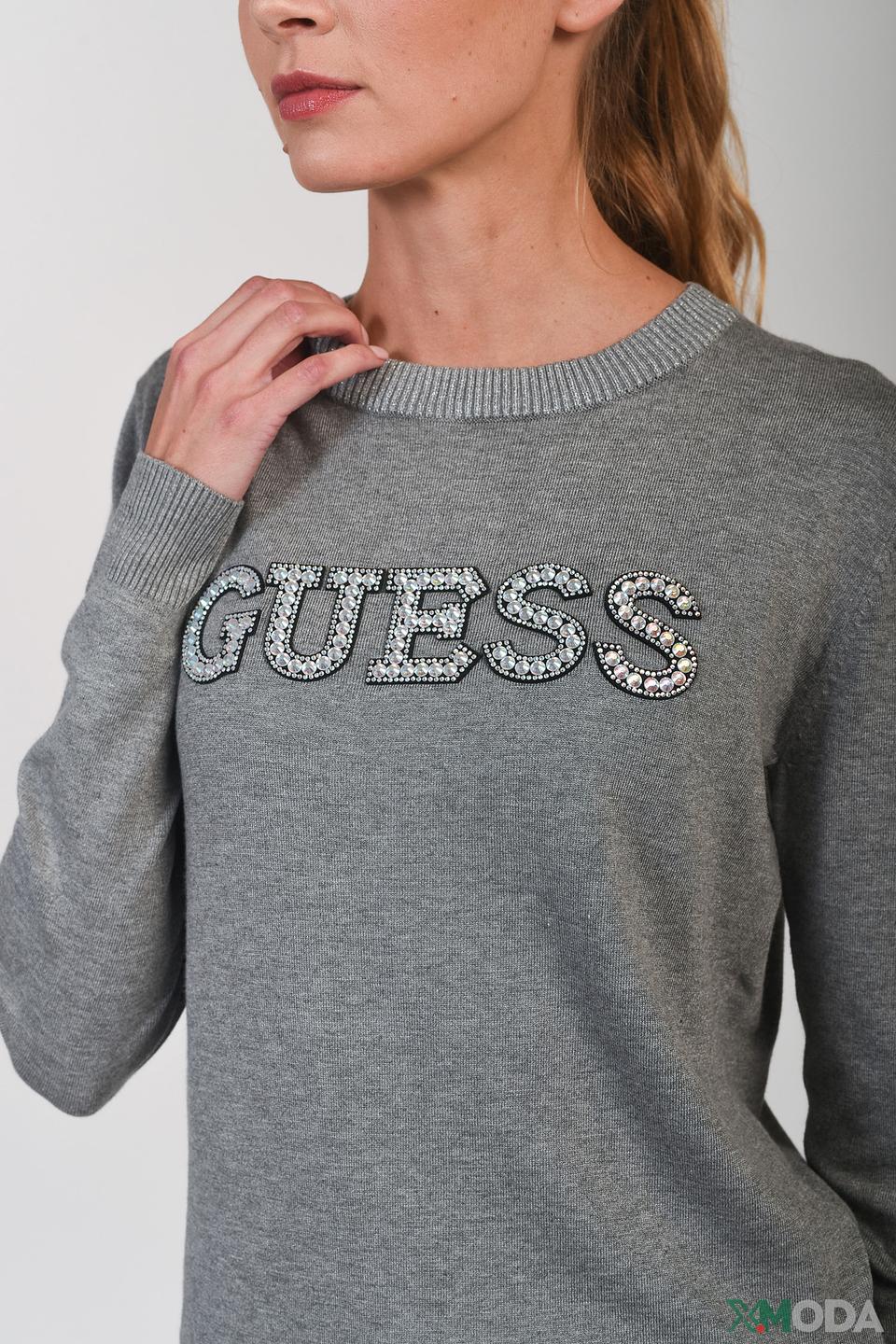 Лонгслив Guess с логотипом серый