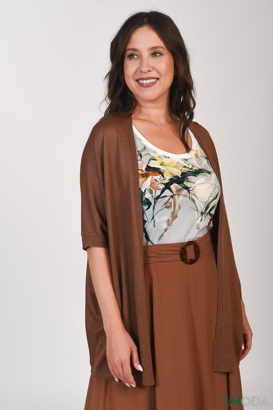 Кардиган Samoon коричневый с рукавом 3/4