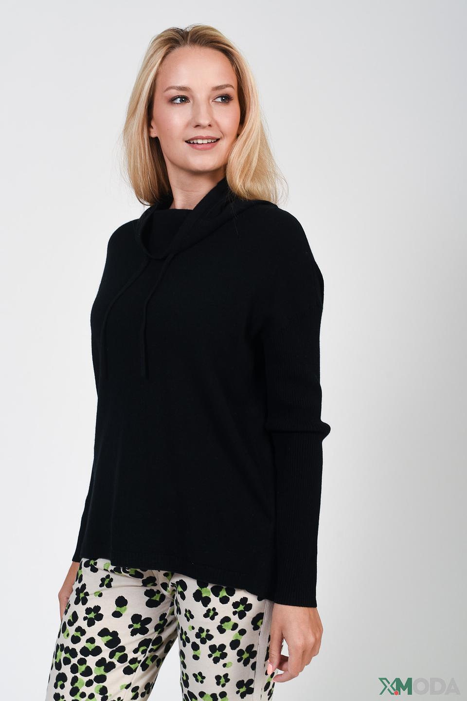 Пуловер Oui с воротником-хомутом чёрный