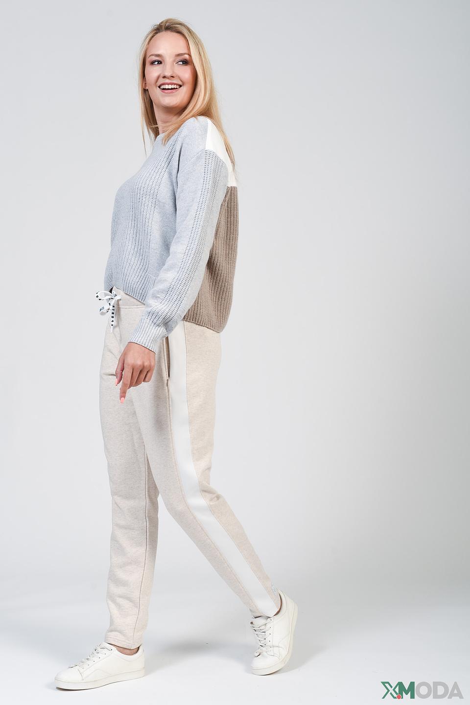 Пуловер Marc Cain колор-блок серый